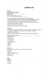 English Worksheet: LESSON PLAN