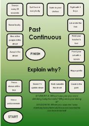 English Worksheet: Past Continuous - a boardgame - explain why?