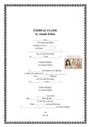 English Worksheet: atomic kittenm - eternal flame song handout (to revise present cont.tense)