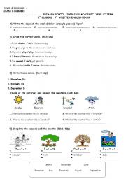 English Worksheet: 6th Grade 3rd Exam