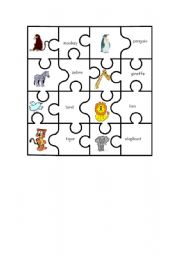 English Worksheet: animal puzzle