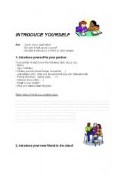 English worksheet: Introduce yourself 