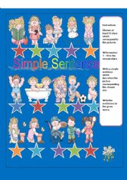 English Worksheet: SIMPLE SENTENCE:WRITING ACTIVITY