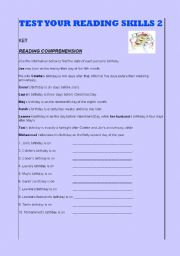 English worksheet: TEST YOUR READING SKILLS 2