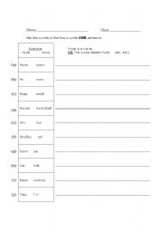 English worksheet: write sentences 2