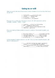 English Worksheet: will or going to