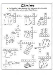 English Worksheet: Clothes and colours