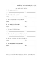 English Worksheet: can/cant