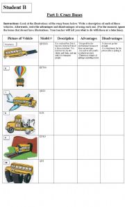 English worksheet: Crazy School Buses Info-Gap - Student B (Part 2 of 2)