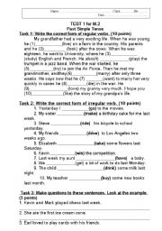 English Worksheet: Past tense Test