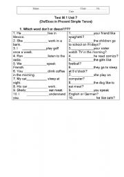 English Worksheet: Do/DoesTest 