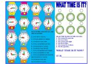 English Worksheet: WHAT TIME IS IT?