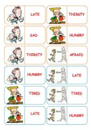 English Worksheet: Adjectives dominoes - 4 pages - 28 dominoes - instructions included -  fully editable