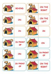 Prepositions - 28 dominoes - 4 pages - instructions included - fully editable