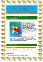 English Worksheet: Around the world : the continents (Asia part 1 of 3)(8 pages)