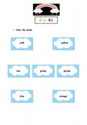 English worksheet: Colours the clouds:)