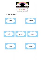 English Worksheet: Colours the clouds:)