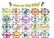 English Worksheet: BOARD GAME-REVIEW CONTINUOUS PRESENT-WHAT ARE THEY DOING?