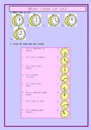 English worksheet: What time is it?