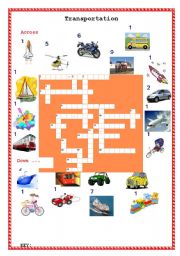 English Worksheet: transportation: crossword