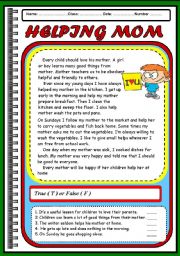 READING  - HELPING MOM ( 2 PAGES)