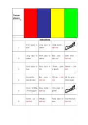 English worksheet: Football / Soccer Dice Game