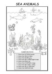 English Worksheet: ANIMALS (SEA ANIMALS)