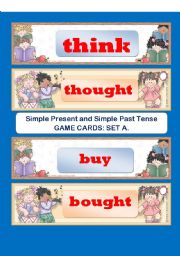 English Worksheet: SIMPLE PRESENT AND PAST TENSE GAME CARD:SET A of SET E