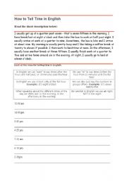 English worksheet: How to tell time