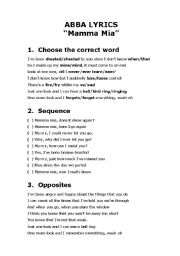 English Worksheet: MAMMA MIA by ABBA