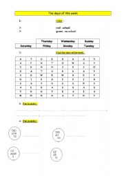 English worksheet: The days of the weeks