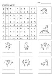 English Worksheet: Body parts wordsearch