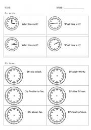 English worksheet: TIME