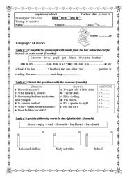 English Worksheet: Mid term test n1
