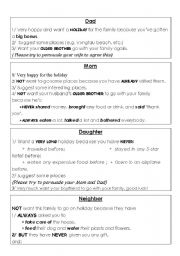 English worksheet: Family Holiday