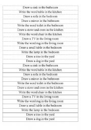 English worksheet: Read and draw