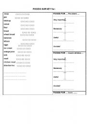 English Worksheet: Food Survey