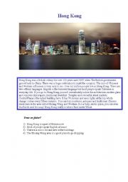 English Worksheet: Hong Kong