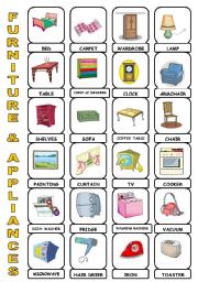 English Worksheet: FURNITURE & APPLIANCES pictionary