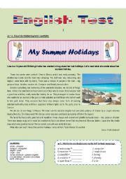 SUMMER HOLIDAYS (Reading comprehension)