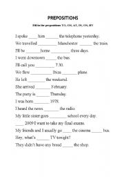 English worksheet: preposition gaps