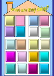 English Worksheet: TEMPLATE TO STICK THE CARDS-GAME: WHAT ARE THEY DOING?-3