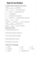 English worksheet: simple past tense