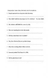 English worksheet: passive