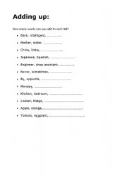 English worksheet: adding up