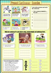 English Worksheet: Present Continuous - Exercise