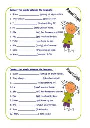 English Worksheet: simple present