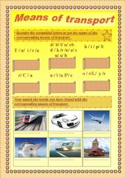 English worksheet: Means of  transport