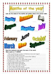 English Worksheet: Months of the year