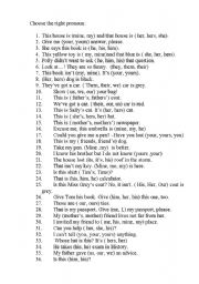English Worksheet: Pronouns (test)